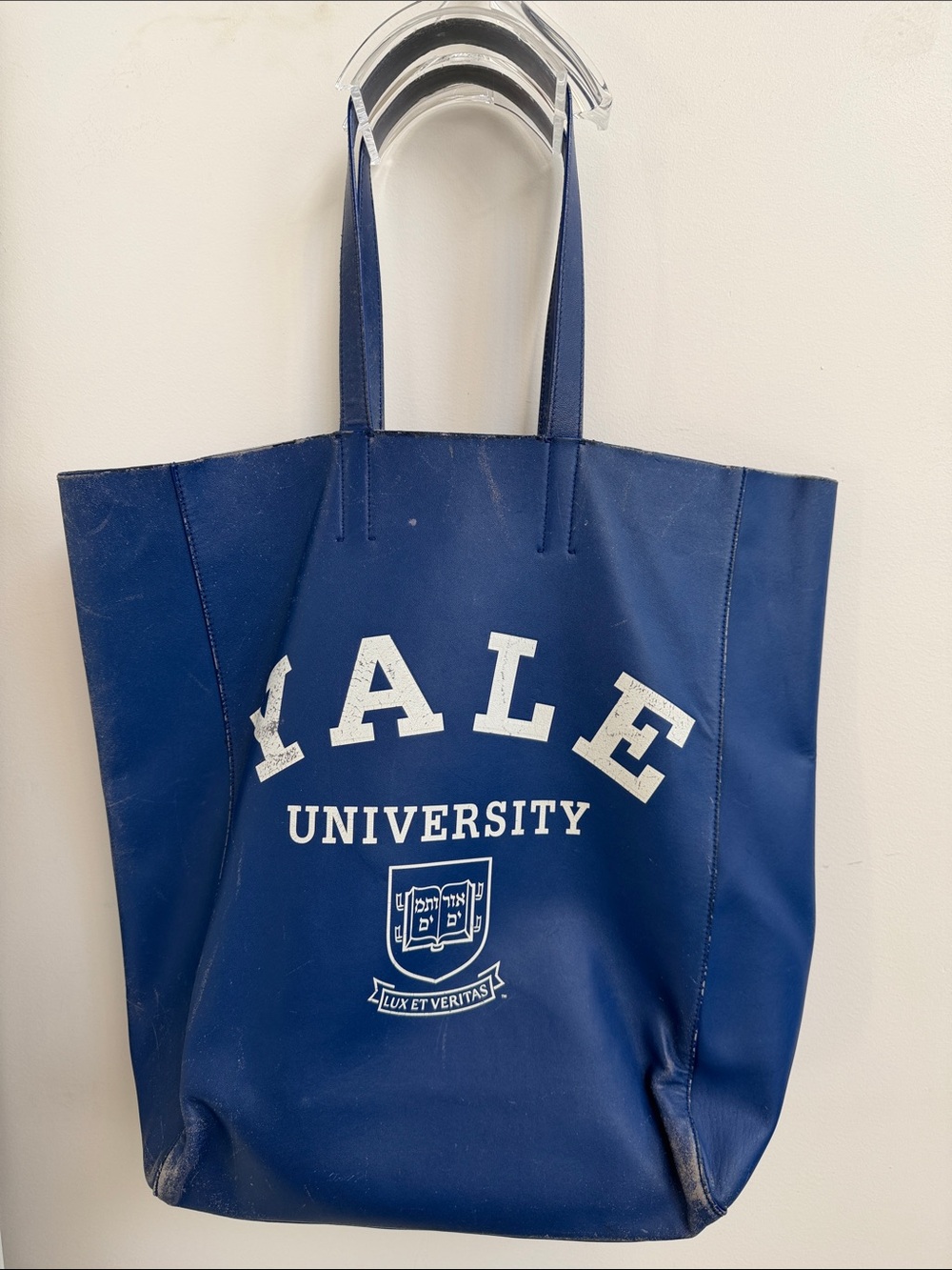 Calvin Klein 205W39NYC Yale University Blue All Leather Tote Bag Vintage Rare.